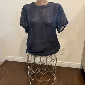 New Versace Navy Sheer Women's Top